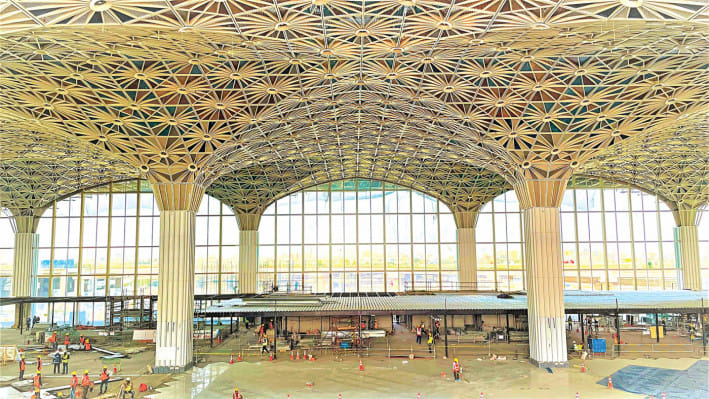 ২১ হাজার ৩৯৯ কোটি টাকা ব্যয়ে নির্মিত হচ্ছে হযরত শাহজালাল আন্তর্জাতিক বিমানবন্দরের তৃতীয় টার্মিনাল। ছবি: সংগৃহীত