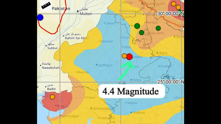 প্রথম ভূমিকম্পের মাত্রা ছিল ৪.৪। ছবি: স্টেটসম্যান