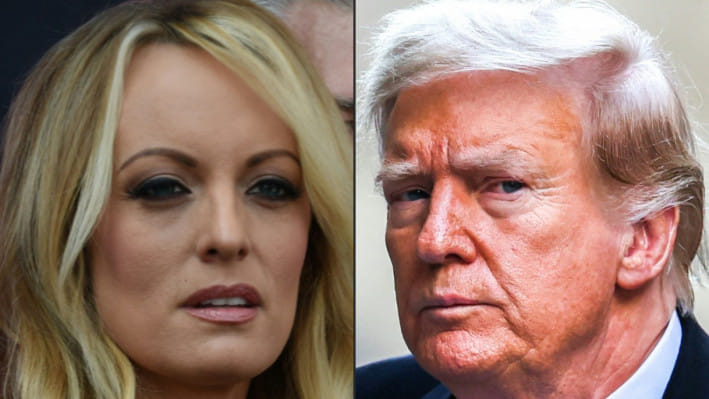 পর্নো তারকা স্টর্মি ড্যানিয়েলস ও সাবেক মার্কিন প্রেসিডেন্ট ডোনাল্ড ট্রাম্প। ফাইল ছবি/কোলাজ: এএফপি