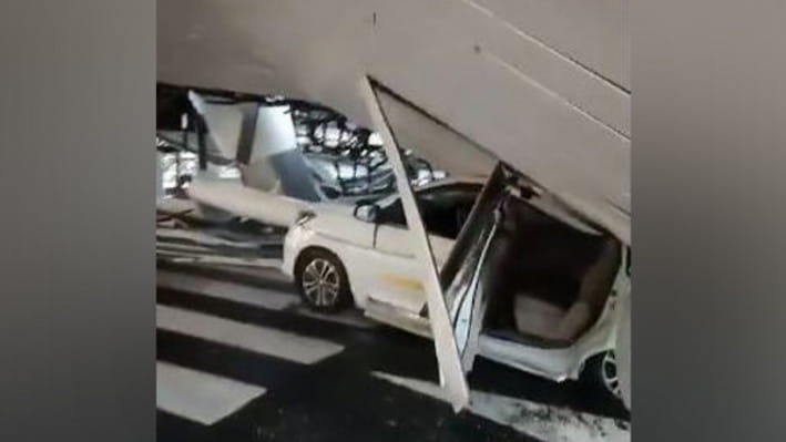 দিল্লি এয়ারপোর্টের পিক অ্যান্ড ড্রপ অংশে ছাদ ধসে পড়লে এক ব্যক্তি মারা যান। ছবি: স্টেটসম্যান