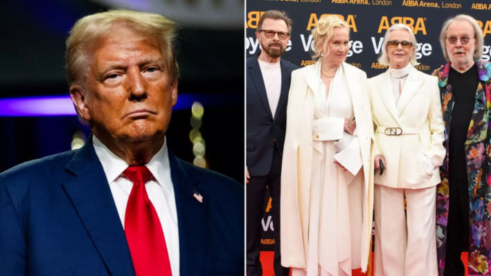 ডোনাল্ড ট্রাম্প ও সুইডিশ ব্যান্ড অ্যাবা। কোলাজ ছবি: সংগৃহীত