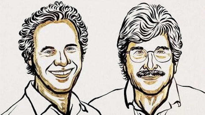চিকিৎসাবিজ্ঞান ও শরীরতত্ত্বে এ বছর যৌথভাবে নোবেল পুরস্কার পেয়েছেন যুক্তরাষ্ট্রের বিজ্ঞানী  অ্যামব্রোস (বাঁয়ে) ও রাভকুন (ডানে)। প্রতীকী ছবি: নোবেল প্রাইজ ডট ওআরজি ওয়েবসাইট থেকে নেওয়া