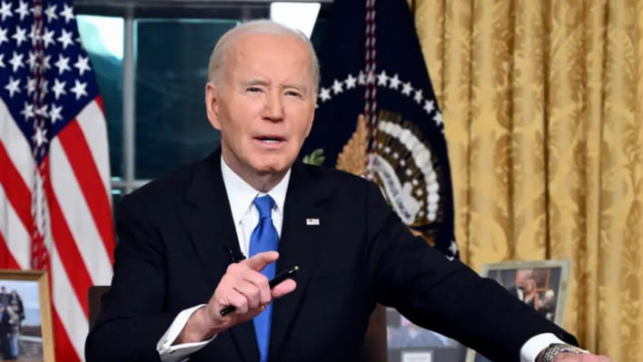 বিদায়ী ভাষণে জো বাইডেন। ছবি: ডয়চে ভেলে