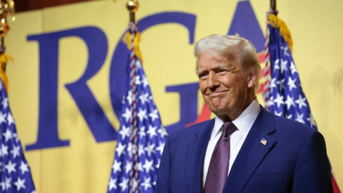 রিপাবলিকান গভর্নরদের সম্মেলনে বক্তব্য রাখছেন। ছবি: এএফপি