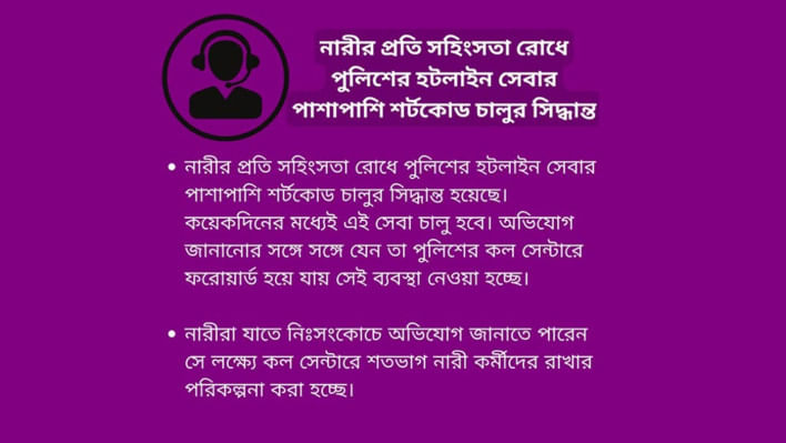 অন্তর্বর্তী সরকার, হটলাইন সেবা, নারীর প্রতি সহিংসতা,