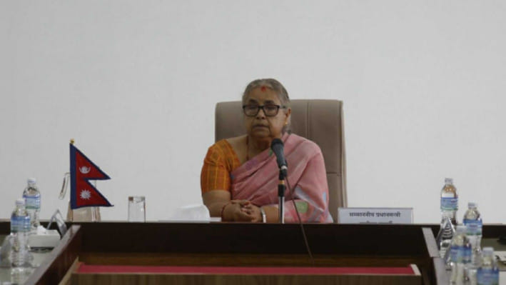 নেপালের অন্তর্বর্তী প্রধানমন্ত্রী সুশীলা কার্কি। ছবি: কাঠমান্ডু পোস্ট/এএনএন 