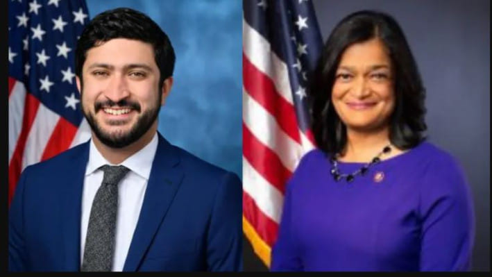 কংগ্রেস সদস্য গ্রেগ কাসার ও প্রমীলা জয়পাল । ছবি: ডন