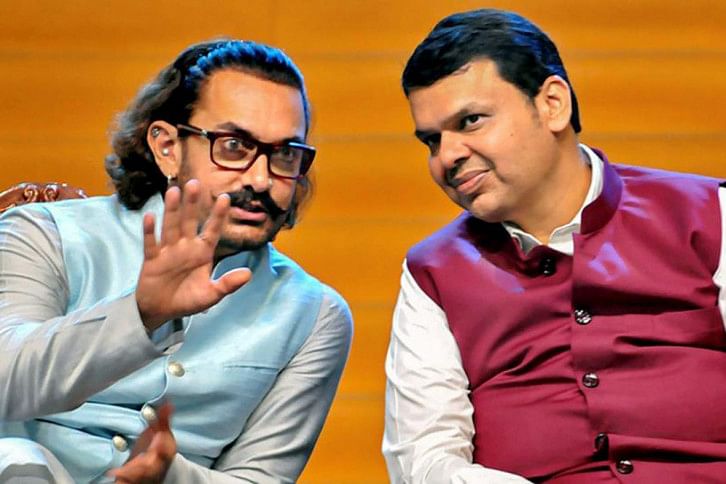 Aamir Khan with Maharashtra chief minister Devendra Fadnavis Aamir Khan with Maharashtra chief minister Devendra Fadnavis