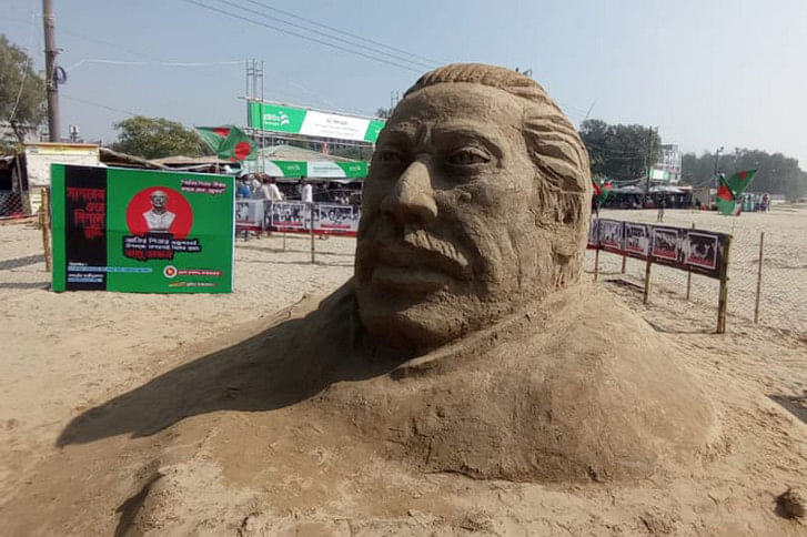 Bangabandhu sand sculpture Bangabandhu sand sculpture