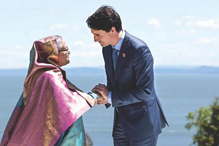 hasina greeted justin trudeau hasina greeted justin trudeau
