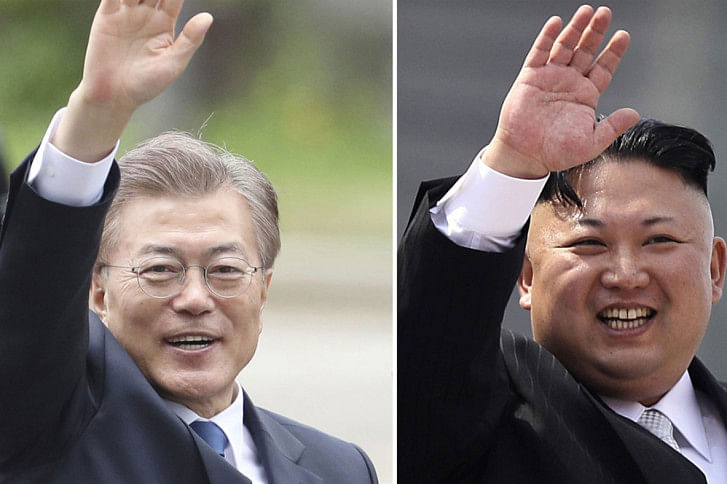 Kim Jong Un and Moon Jae In Kim Jong Un and Moon Jae In