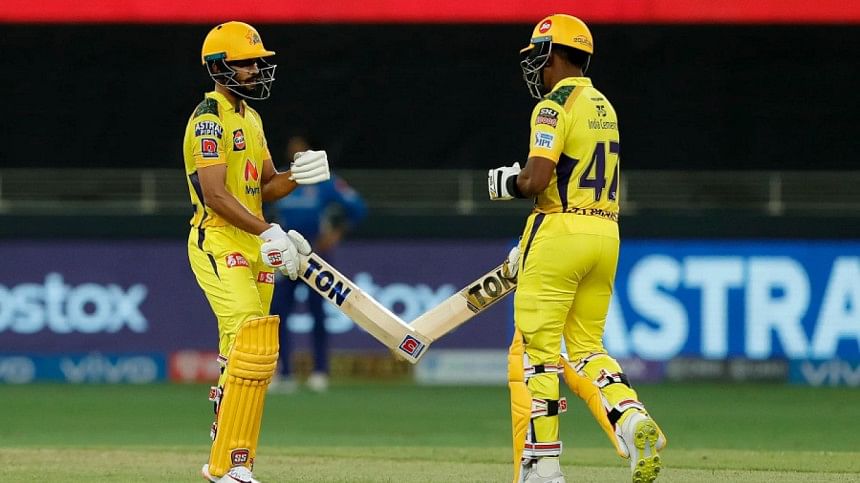 Dwayne Bravo and Ruturaj Gaikwad Dwayne Bravo and Ruturaj Gaikwad