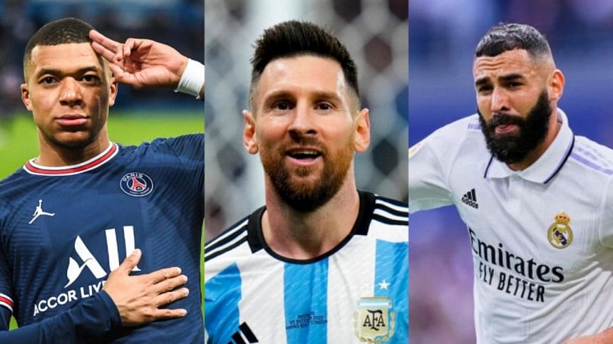 Lionel Messi, Kylian Mbappe & Karim Benzema Lionel Messi, Kylian Mbappe & Karim Benzema