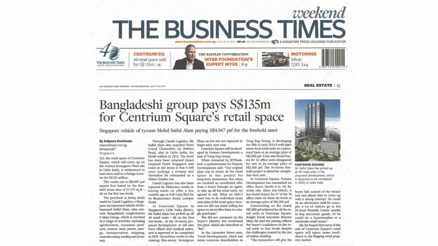 bangladeshi group pays s135m for centrium squares retail space
