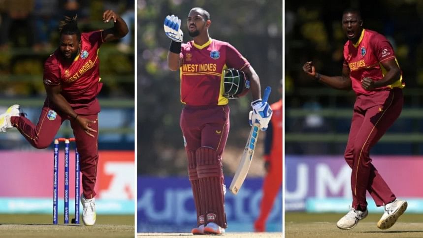 Jason Holder, Kyle Mayers, Nicholas Pooran Jason Holder, Kyle Mayers, Nicholas Pooran