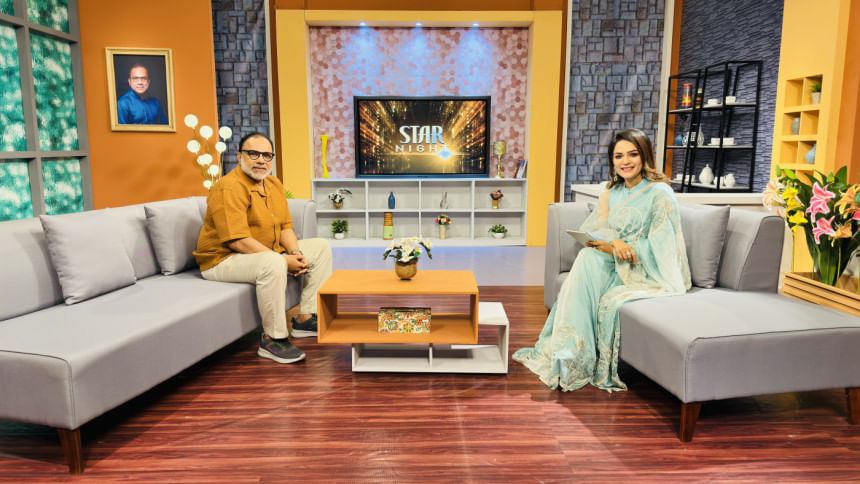 খলনায়ক মিশা সওদাগরের সঙ্গে উপস্থাপিকা। ছবি: সংগৃহীত