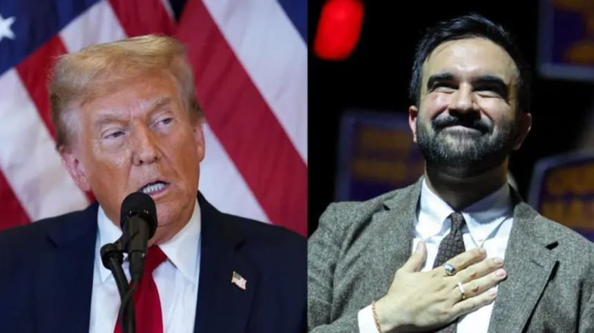 নিউইয়র্কের মেয়রপ্রার্থী জোহরান মামদানি ও মার্কিন প্রেসিডেন্ট ট্রাম্প। কোলাজ ছবি: এএফপি