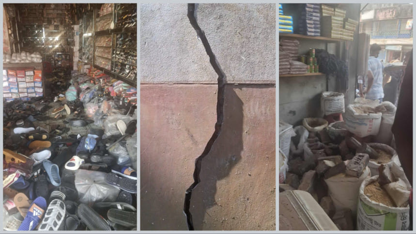 নরসিংদীতে দেয়ালে ফাটল, দোকানে ক্ষয়ক্ষতি
