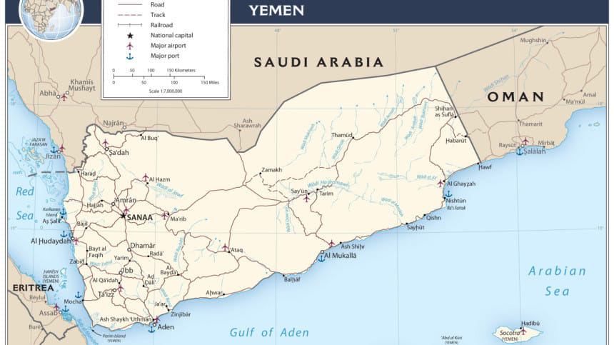 মানচিত্রে ইয়েমেন। ছবি: উইকিমিডিয়া কমন্স