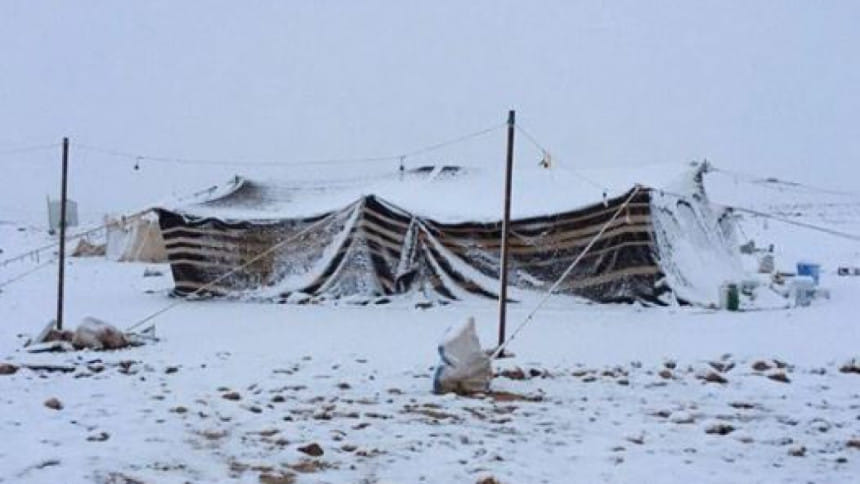সৌদি আরবের তাবুক অঞ্চলের বরফ। ফাইল ছবি: এক্স