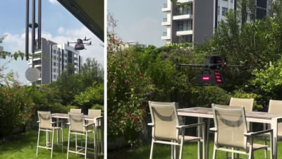ড্রোনের মাধ্যমে খাবার ডেলিভারি করার সফল ট্রায়াল শেষ করেছে ইজাকায়া। ছবি: সংগৃহীত
