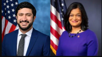 কংগ্রেস সদস্য গ্রেগ কাসার ও প্রমীলা জয়পাল । ছবি: ডন