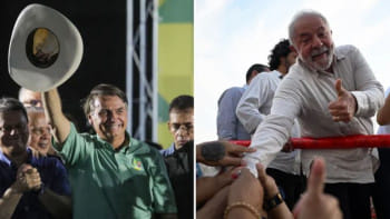 বর্তমান প্রেসিডেন্ট জায়ের বলসোনারো (বাঁয়ে) ও প্রতিদ্বন্দ্বী লুইজ ইনাসিও লুলা দা সিল্ভা (ডানে)। ছবি: এএফপি