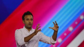 বক্তব্য রাখছেন বিবেক রামাস্বামী । ফাইল ছবি: রয়টার্স