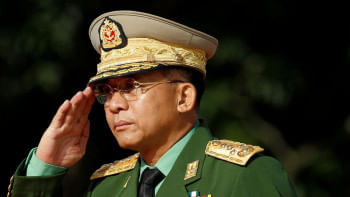 মিয়ানমারের সামরিক জান্তা ও সরকারের প্রধান জেনারেল মিন অং হ্লাইং। ছবি: রয়টার্স