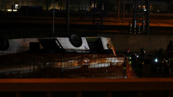 ভেনিসে বাস দুর্ঘটনা। ছবি: এএফপি