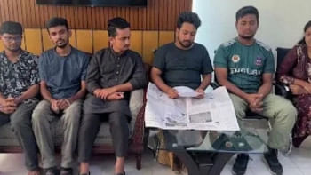 কোটা সংস্কার আন্দোলনের ৬ সমন্বয়ক মো. নাহিদ ইসলাম, সারজিস আলম, হাসনাত আব্দুল্লাহ, আসিফ মাহমুদ, নুসরাত তাবাসসুম ও আবু বাকের মজুমদার। ছবি: সংগৃহীত