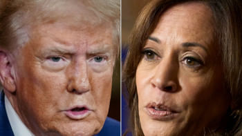 ডোনাল্ড ট্রাম্প ও কমলা হ্যারিস। ফাইল ছবি দিয়ে কোলাজ: এএফপি