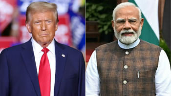 ফোনে কথা বলেছেন মোদি-ট্রাম্প। কোলাজ ছবি: এএফপি