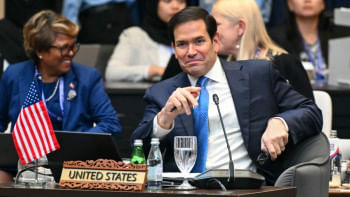 আসিয়ান সম্মেলনে মার্কিন পররাষ্ট্রমন্ত্রী মার্কো রুবিও। ছবি: এএফপি