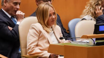 জাতিসংঘের সাধারণ পরিষদের অধিবেশনে ইতালির জর্জিয়া মেলোনি। ছবি: রয়টার্স