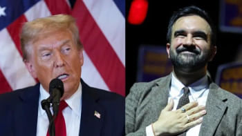 নিউইয়র্কের মেয়রপ্রার্থী জোহরান মামদানি ও মার্কিন প্রেসিডেন্ট ট্রাম্প। কোলাজ ছবি: এএফপি
