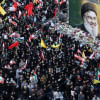 প্রয়াত হিজবুল্লাহ প্রধান হাসান নাসরাল্লাহর স্মরণে তেহরানে শোকসভায় হাজারো মানুষ যোগ দেন। ছবি: রয়টার্স (৩০ সেপ্টেম্বর, ২০২৪) 