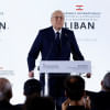 সম্মেলনে বক্তব্য রাখছেন লেবাননের প্রধানমন্ত্রী নাজিব মিকাতি। ছবি: রয়টার্স