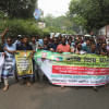 ইতালির ভিসা জটিলতা নিরসনের দাবিতে বিক্ষোভ। ছবি: প্রবীর দাস/স্টার